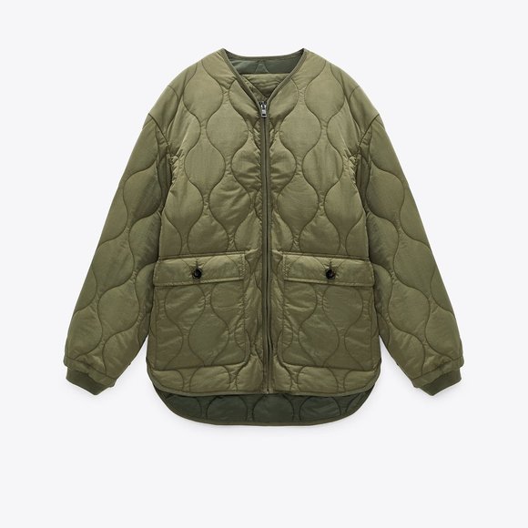 Zara Jackets & Blazers - Green Zara Quilted Puffer Reversible Lightweight Jacket (NWT)